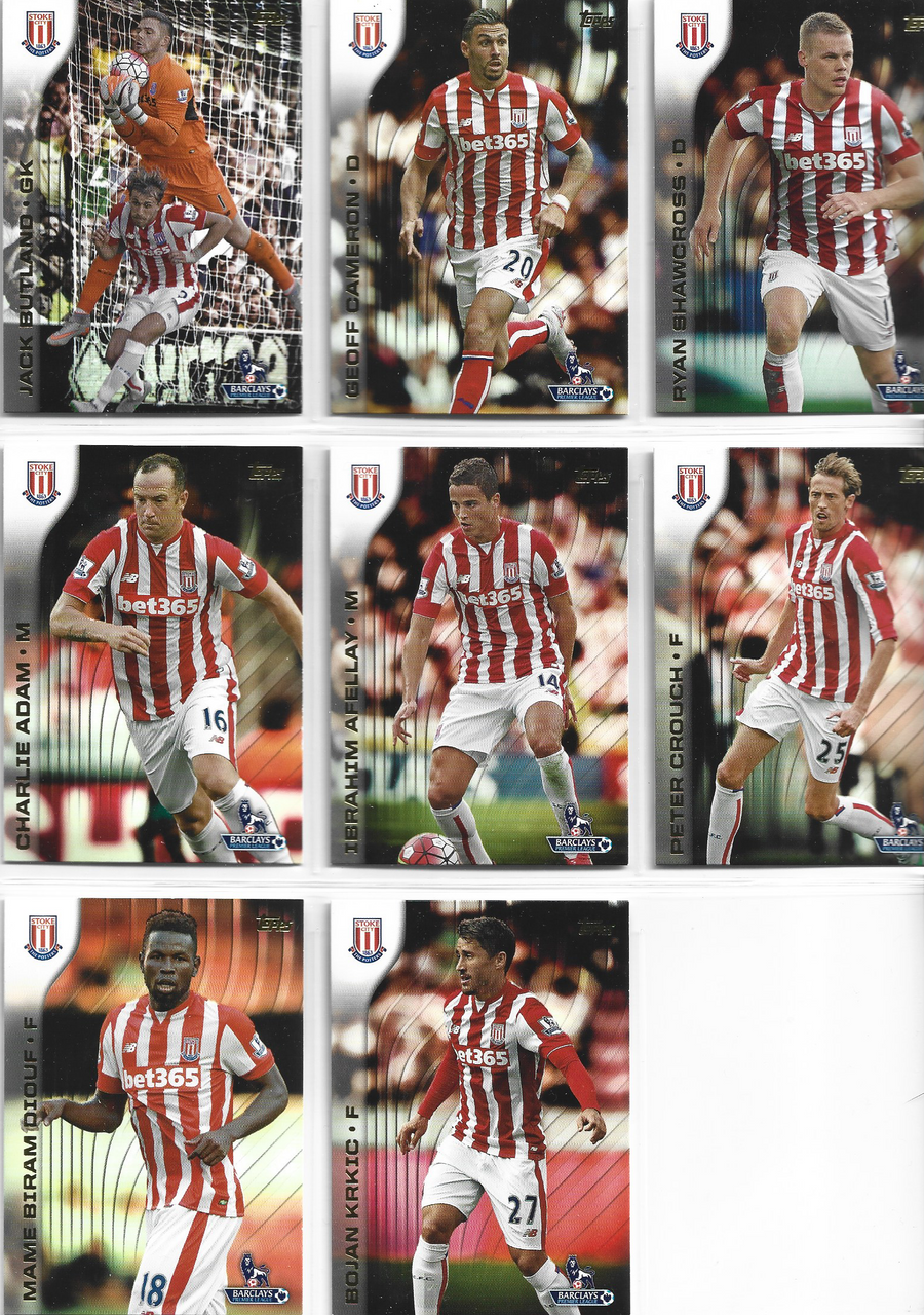 STOKE CITY - KOMPLETT LAGSETT - TOPPS PREMIER LEAGUE GOLD 2015
