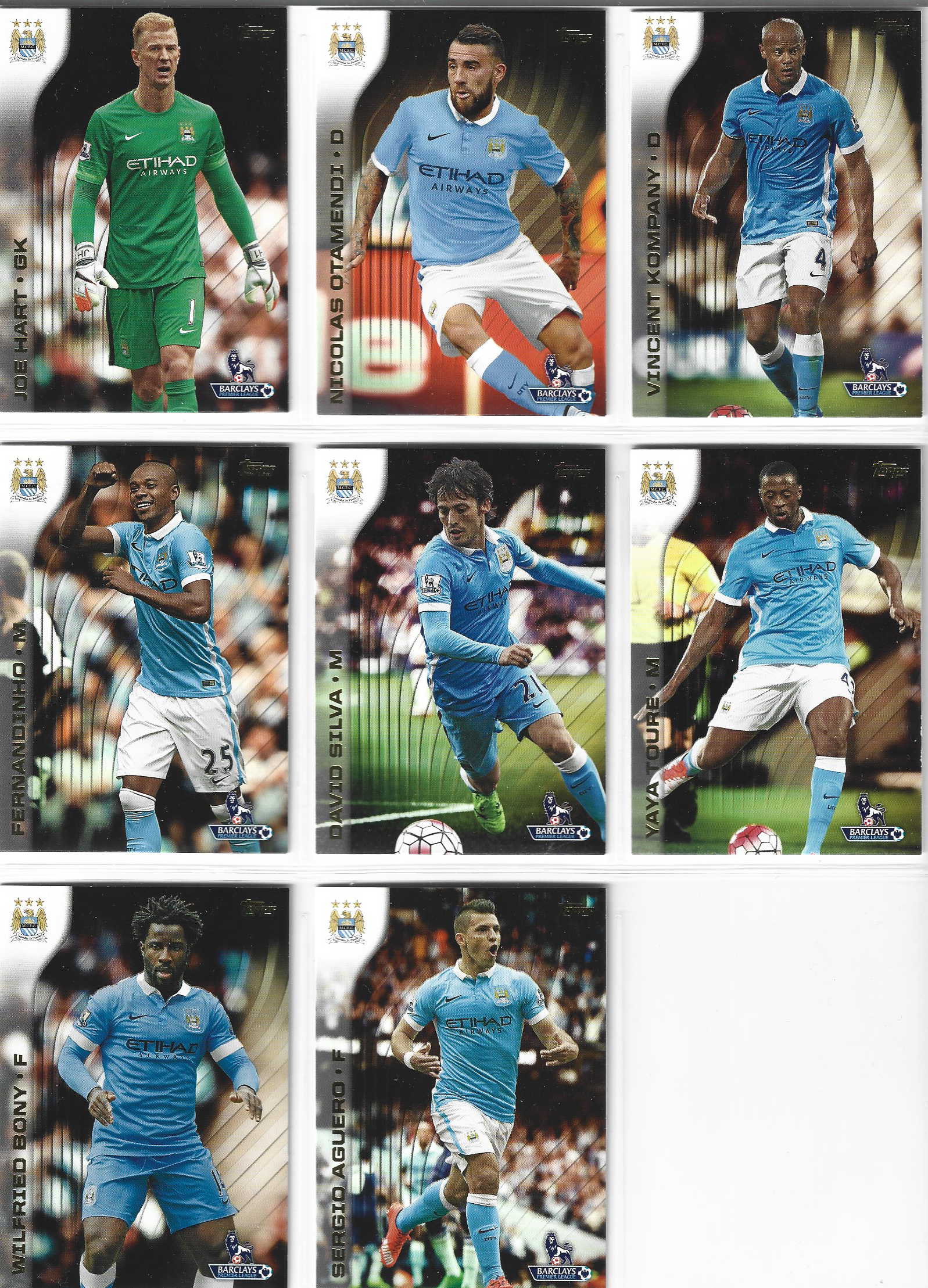MANCHESTER CITY - KOMPLETT LAGSETT - TOPPS PREMIER LEAGUE GOLD 2015