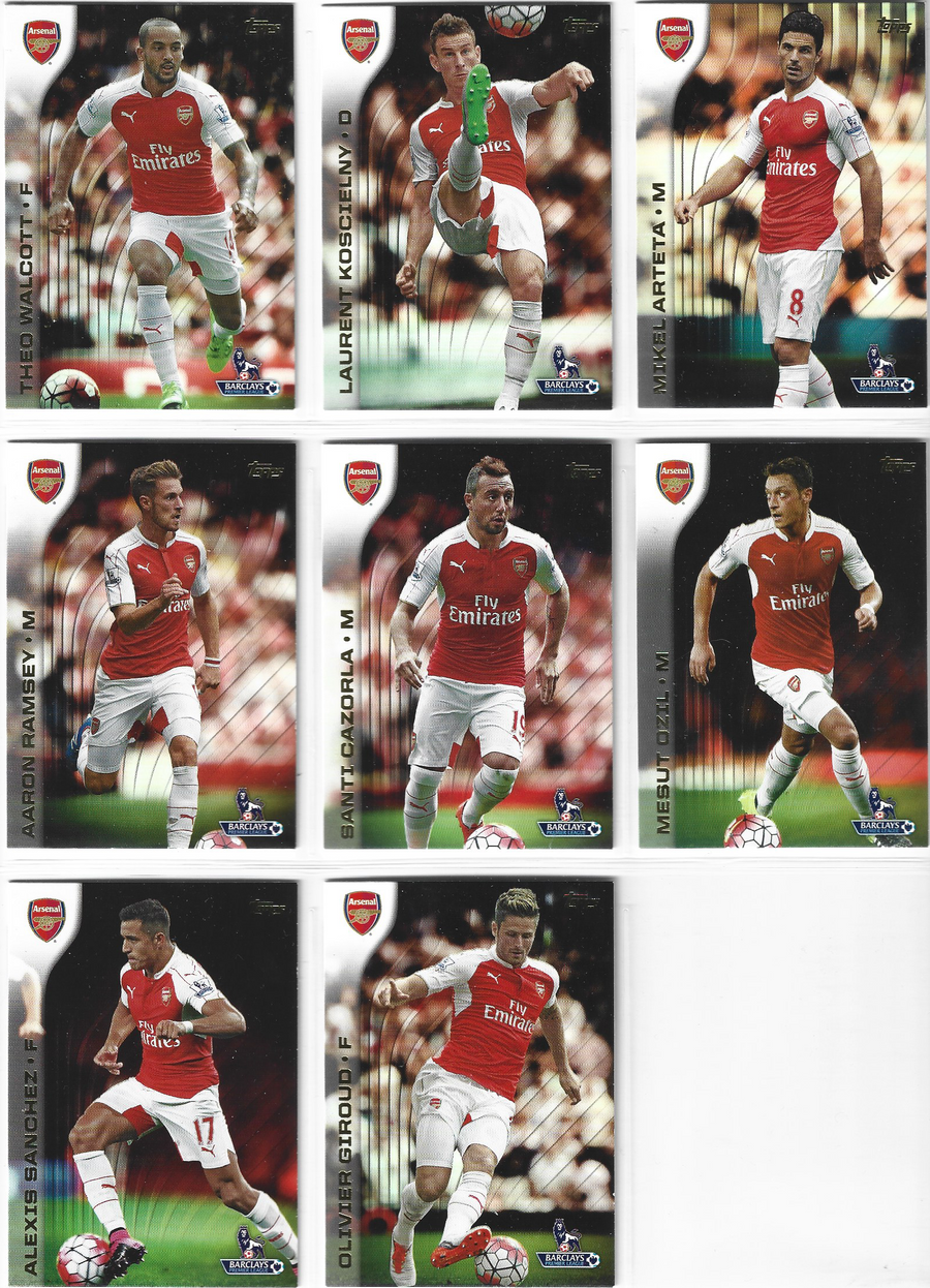 ARSENAL - KOMPLETT LAGSETT - TOPPS PREMIER LEAGUE GOLD 2015