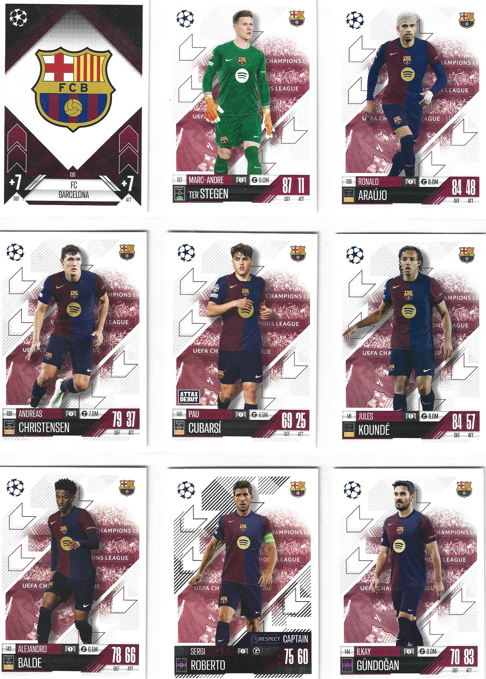 000. BARCELONA - KOMPLETT LAGSETT - TOPPS CHAMPIONS LEAGUE 2024/25