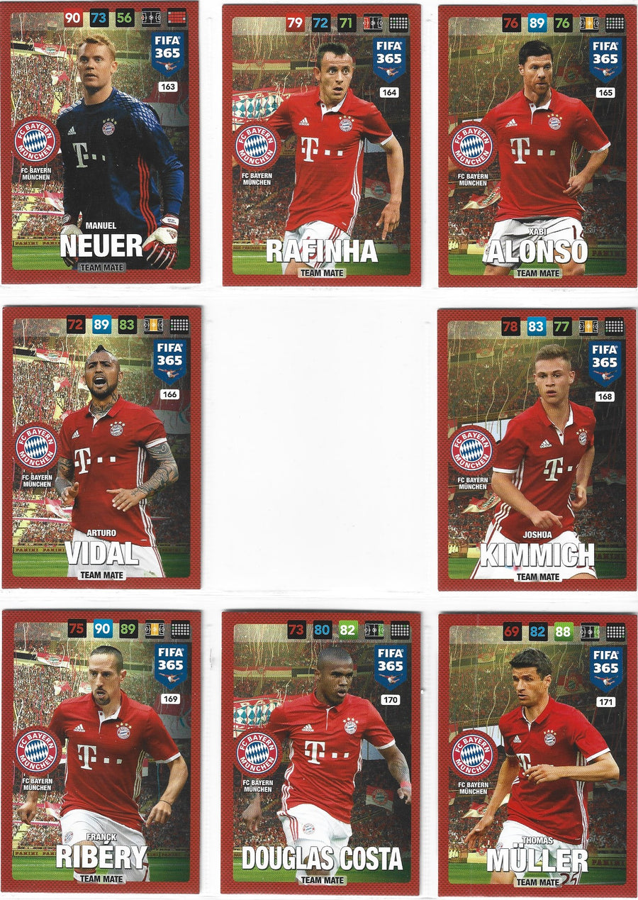 000. FC BAYERN MUNCHEN - KOMPLETT SETT MED TEAM MATES - PANINI FIFA 365 2017