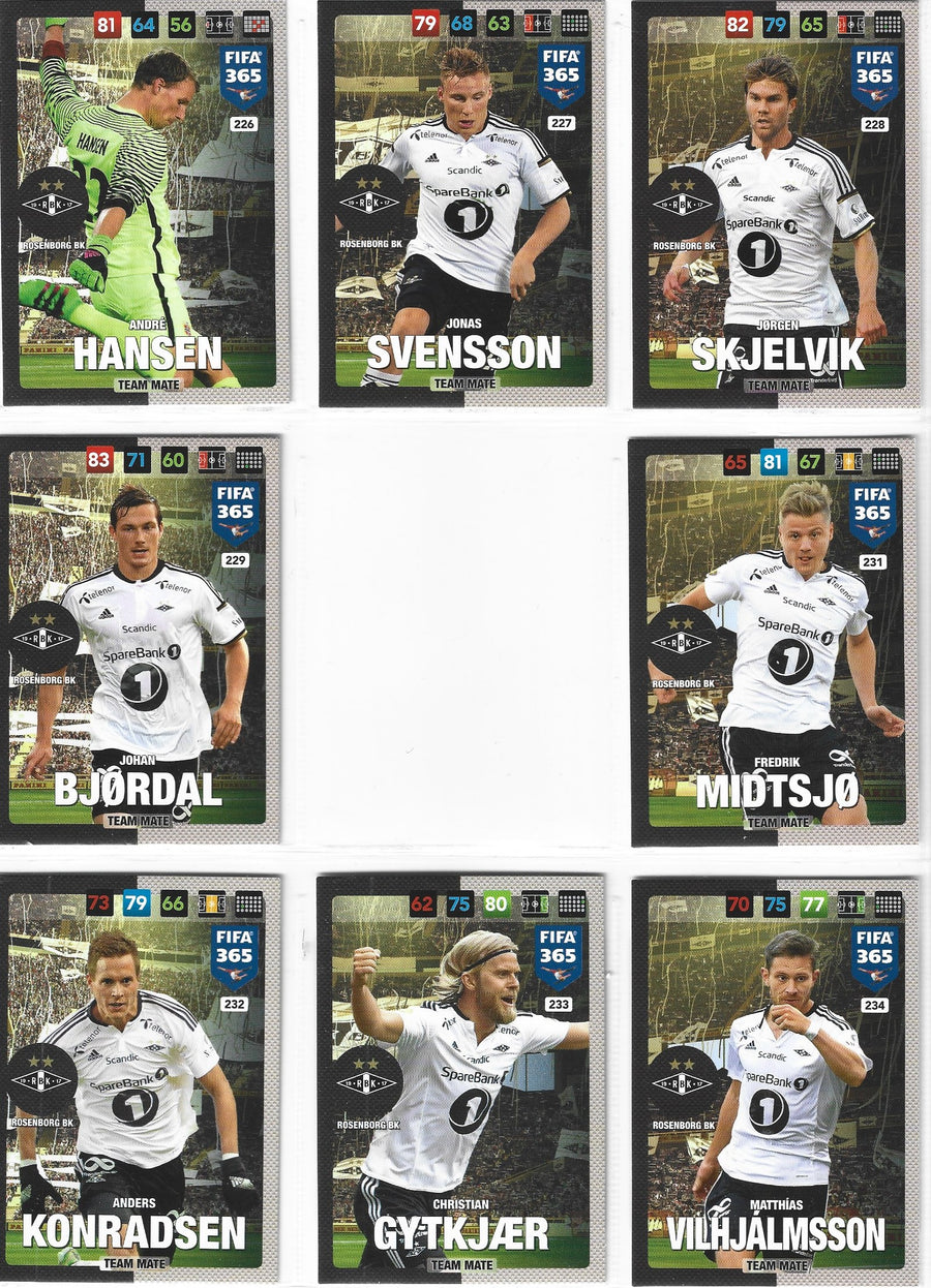000. ROSENBORG BK - KOMPLETT SETT MED TEAM MATES - PANINI FIFA 365 2017