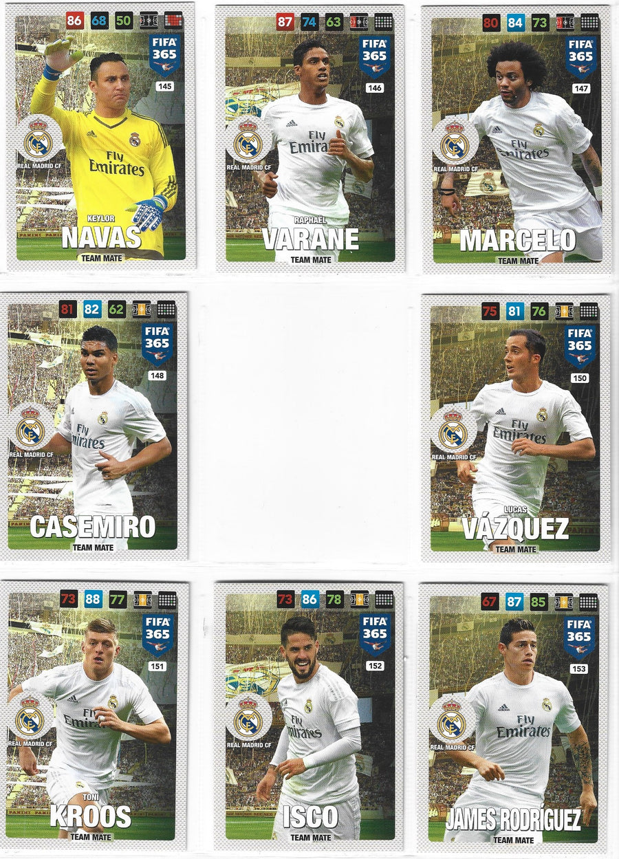 000. REAL MADRID C.F. - KOMPLETT SETT MED TEAM MATES - PANINI FIFA 365 2017