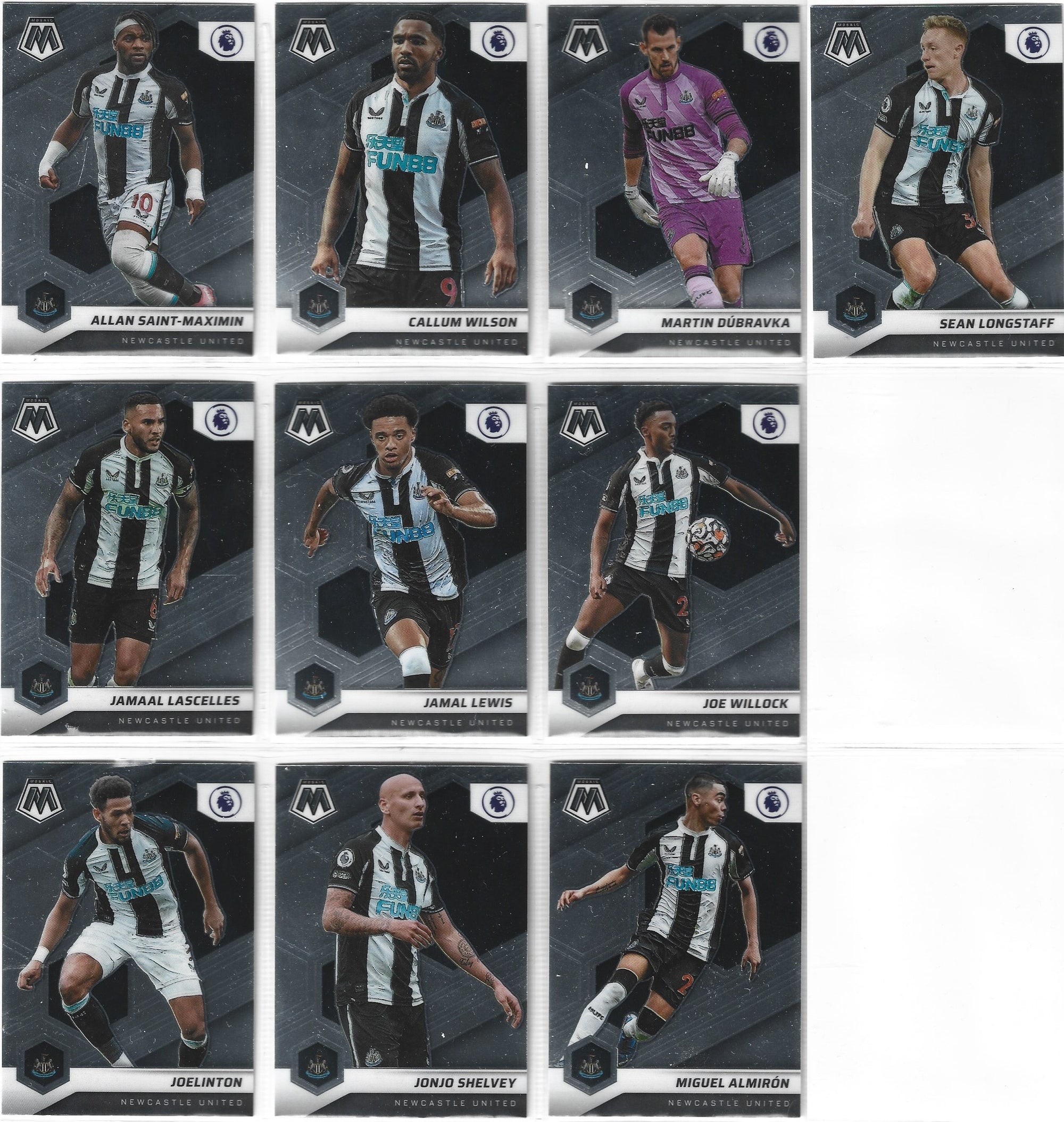 NEWCASTLE UNITED - PANINI MOSAIC PREMIER LEAGUE 2021/22 - KOMPLETT LAGSETT
