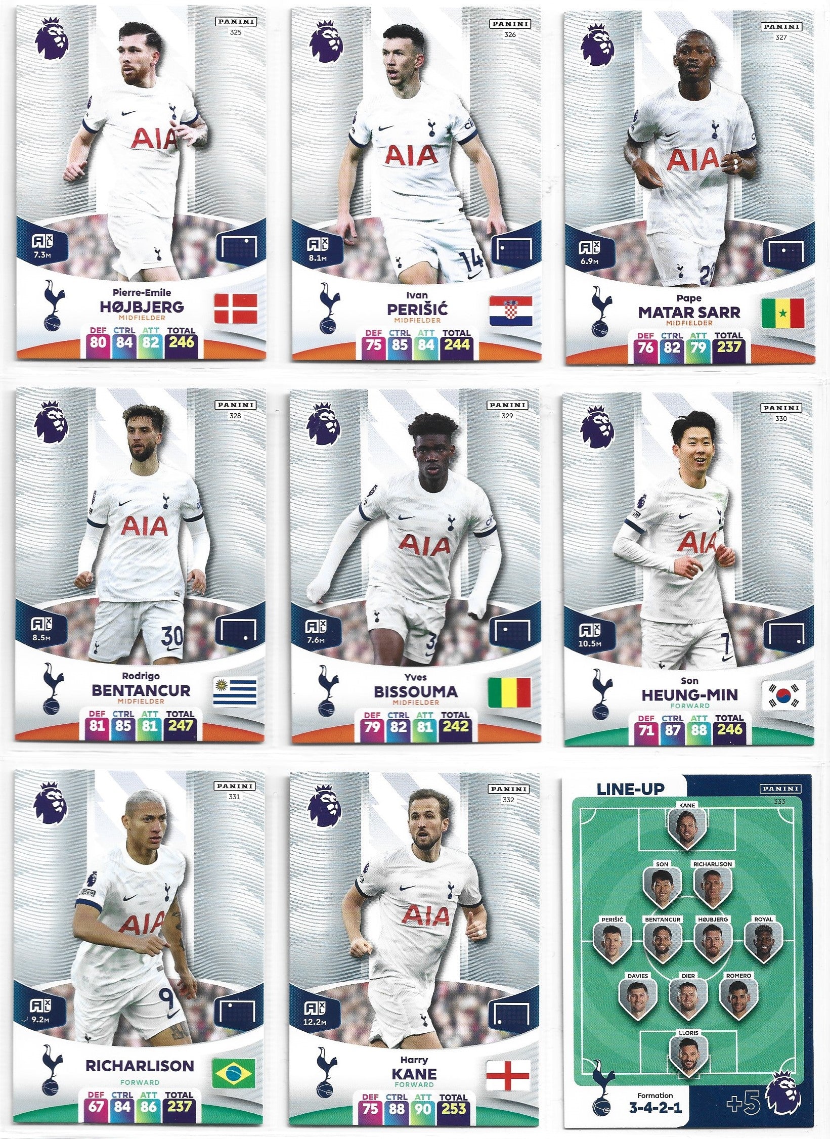 000. TOTTENHAM HOTSPUR - KOMPLETT LAGSETT - PANINI ADRENALYN XL PREMIER LEAGUE 2023/24