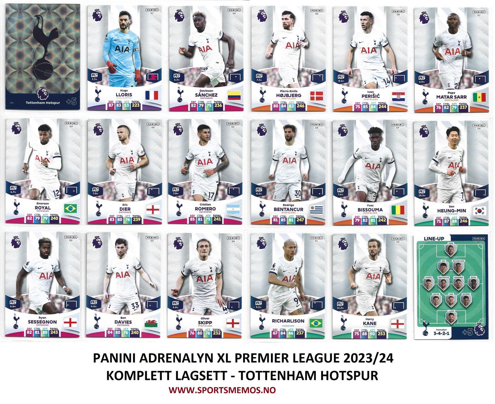 000. TOTTENHAM HOTSPUR - KOMPLETT LAGSETT - PANINI ADRENALYN XL PREMIER LEAGUE 2023/24