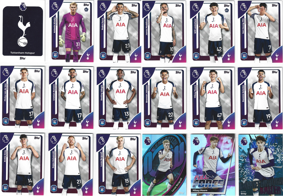 TOTTENHAM HOTSPUR - KOMPLETT LAGSETT - TOPPS PREMIER LEAGUE 2025/26