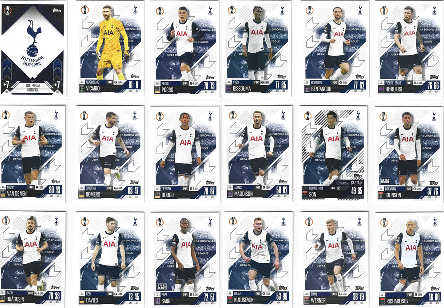 000. TOTTENHAM - KOMPLETT LAGSETT - TOPPS CHAMPIONS LEAGUE 2024/25