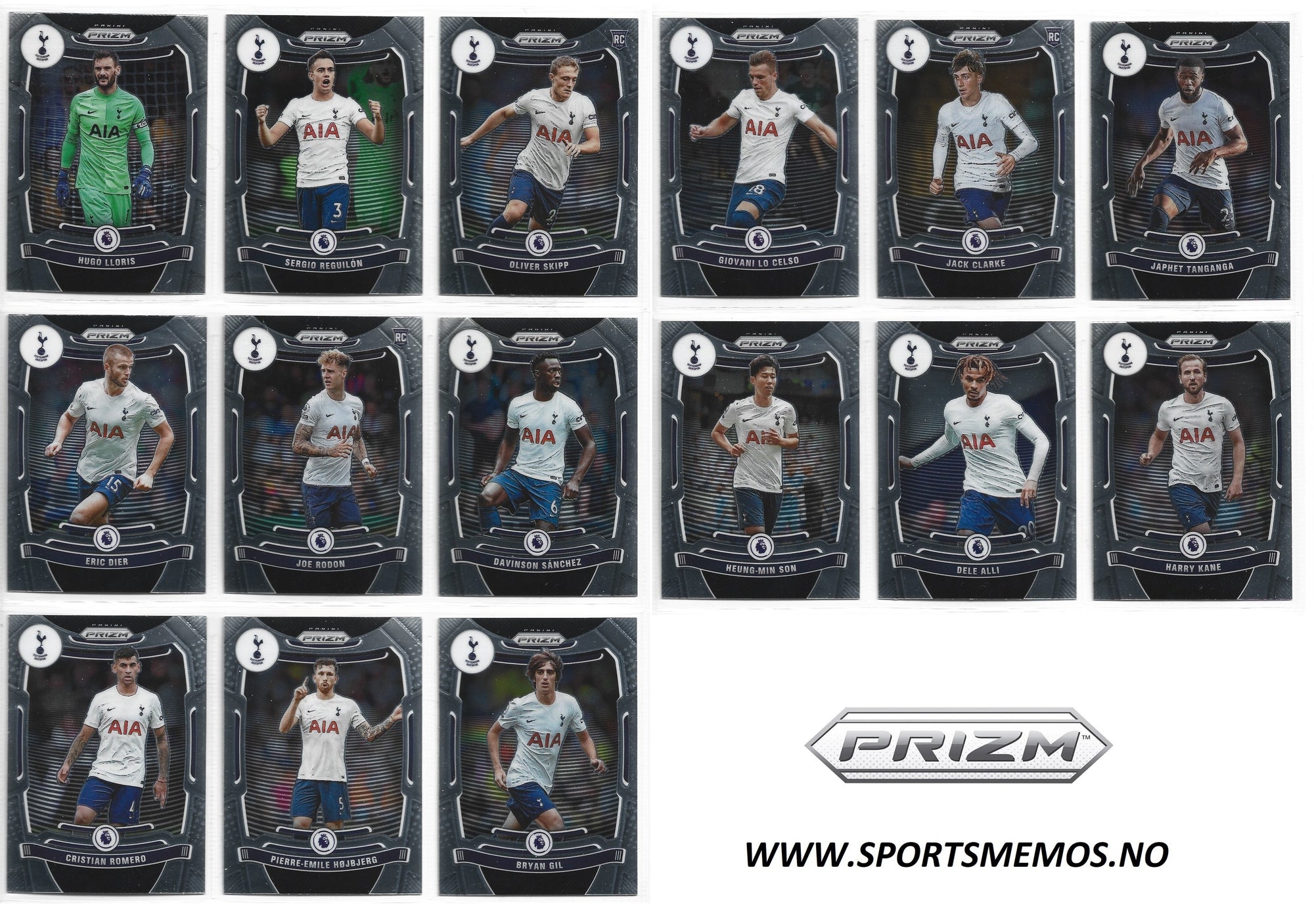 TOTTENHAM HOTSPUR - PANINI PRIZM PREMIER LEAGUE 2021/22 - KOMPLETT SETT