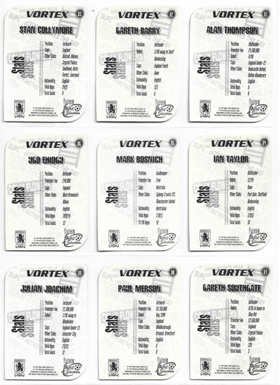ASTON VILLA - KOMPLETT SETT - FUTERA VORTEX CROME DIE-CUT 1999