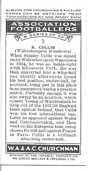 7. S. CULLIS - WOLVERHAMPTON WANDERERS