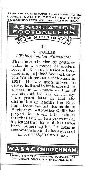 11. S. CULLIS - WOLVERHAMPTON WANDERERS