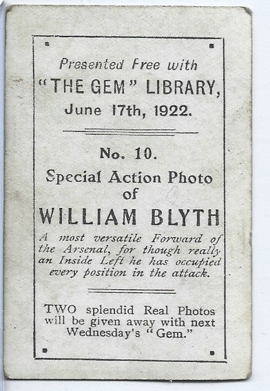 10. WILLIAM BLYTH - ARSENAL - IN ACTION