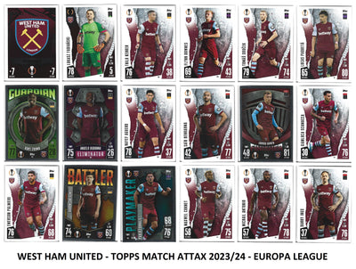 0. WEST HAM UNITED - KOMPLETT LAGSETT TOPPS MATCH ATTAX 2023/24