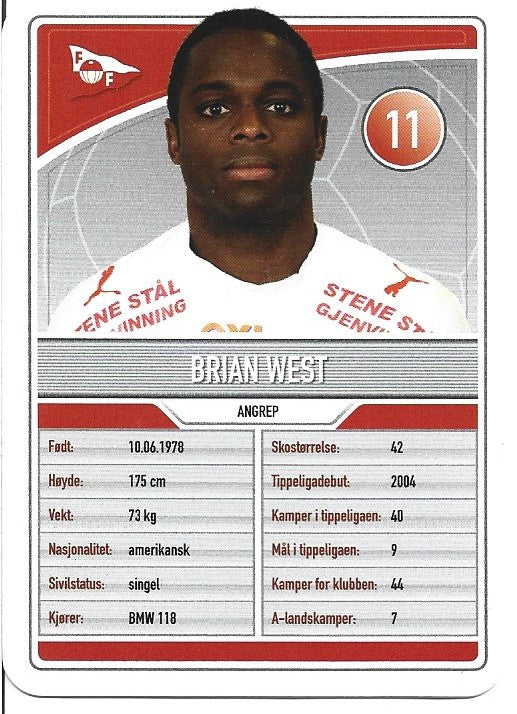 FREDRIKSTAD FK - BRIAN WEST