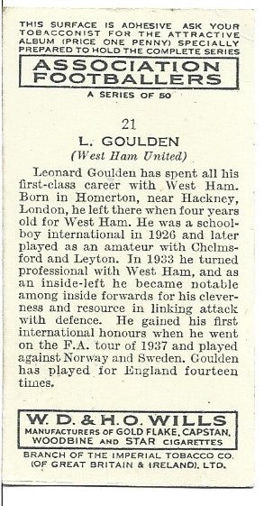 21. L. GOULDEN - WEST HAM UNITED