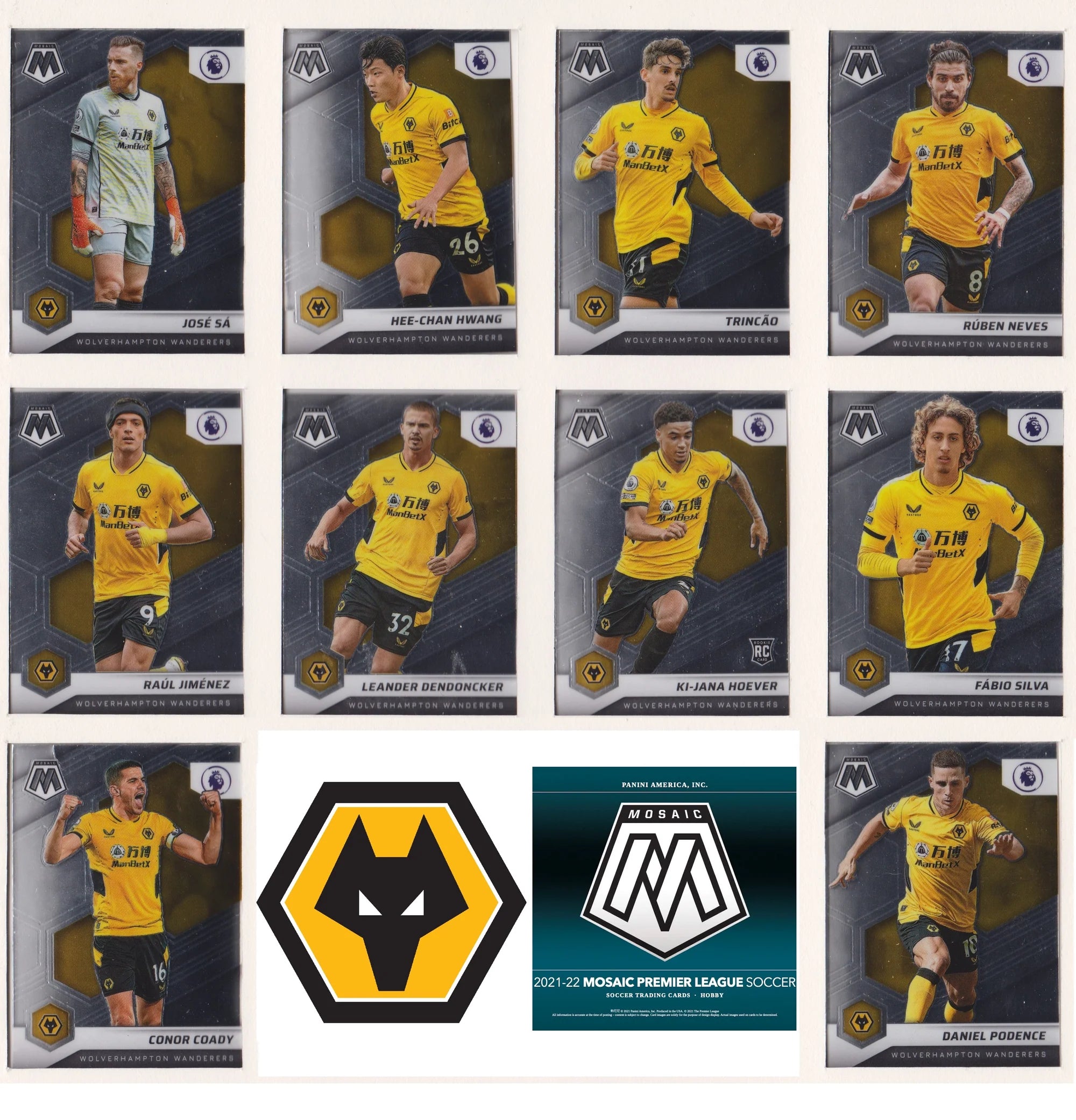 WOLVERHAMPTON WANDERERS - LOT - PANINI MOSAIC - PARALLELLER, INSERTS, NUMMERERT OG LAGSETT
