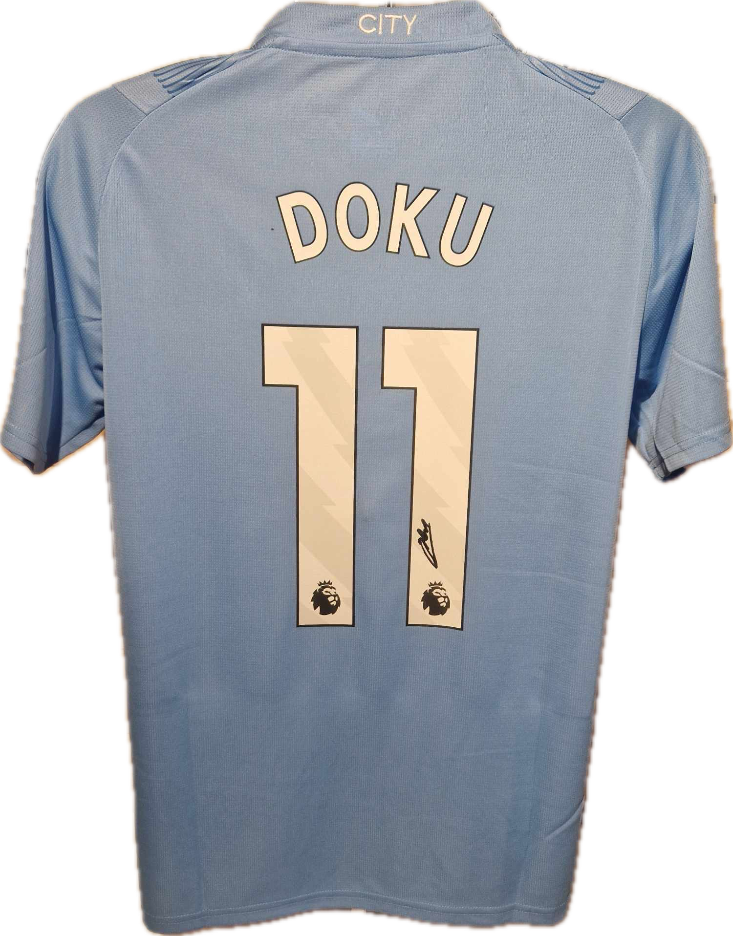 JEREMY DOKU - SIGNERT DRAKT MED EKTEHETSBEVIS/COA