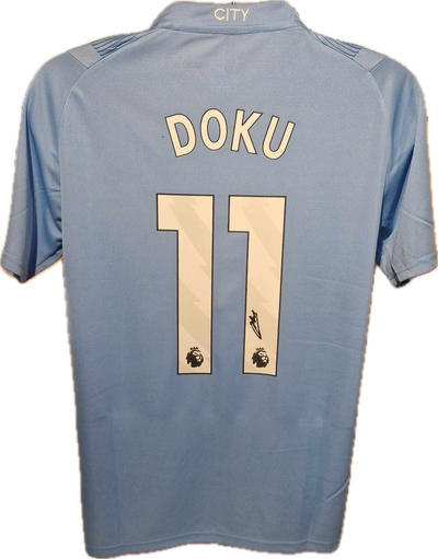 JEREMY DOKU - SIGNERT DRAKT MED EKTEHETSBEVIS/COA