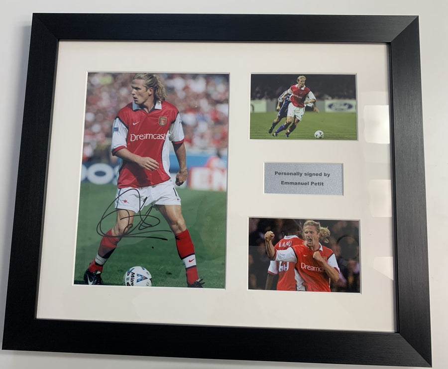 ARSENAL - EMMANUEL PETIT - SIGNERT BILDE MED EKTEHETSBEVIS/COA