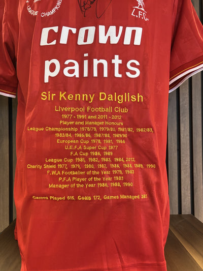 SIR KENNY DALGLISH -HONOURS SHIRT -  SIGNERT DRAKT MED EKTEHETSBEVIS/COA