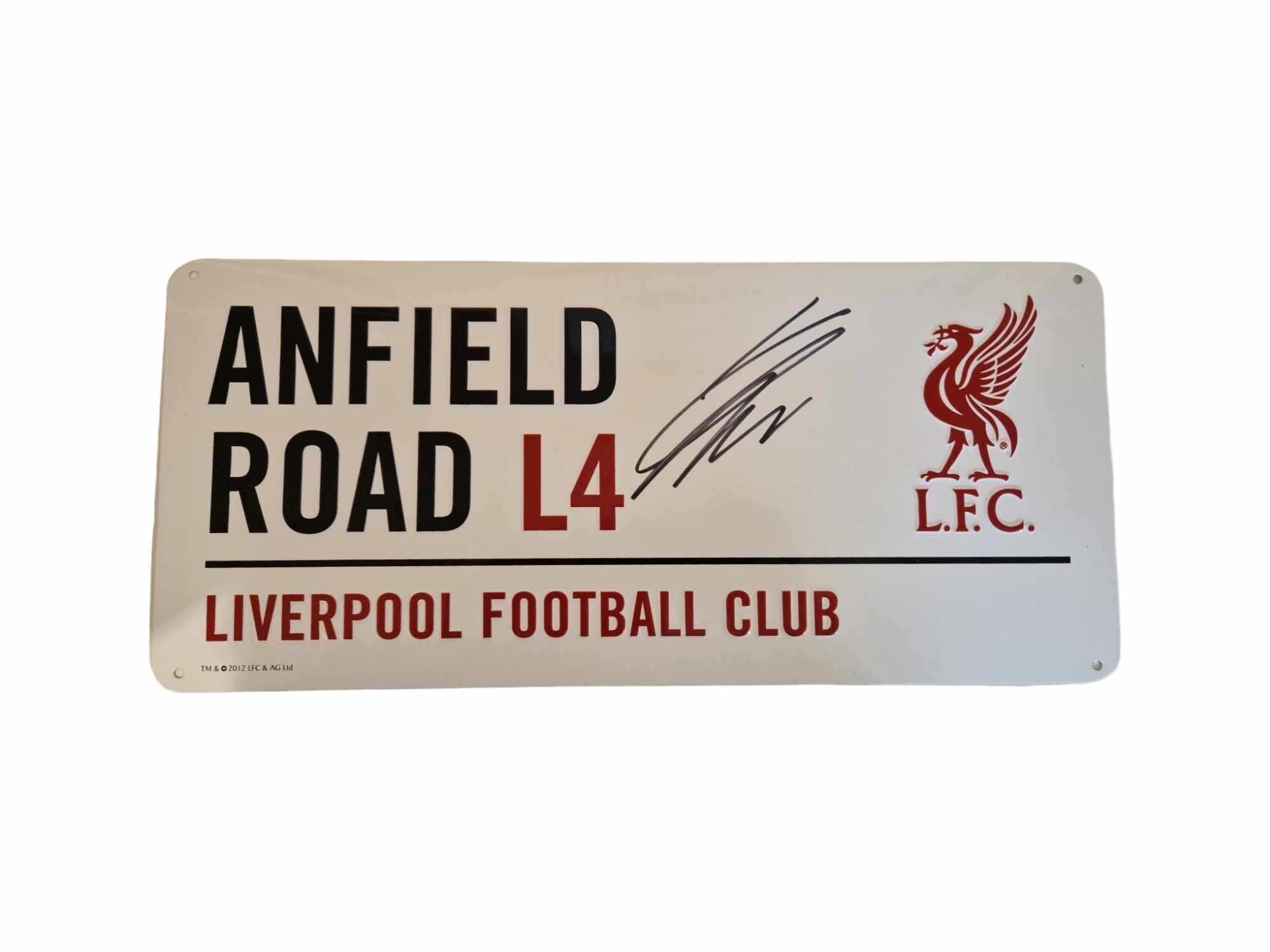 JURGEN KLOPP - SIGNERT "ANFIELD ROAD L4" SKILT MED EKTEHETSBEVIS/COA