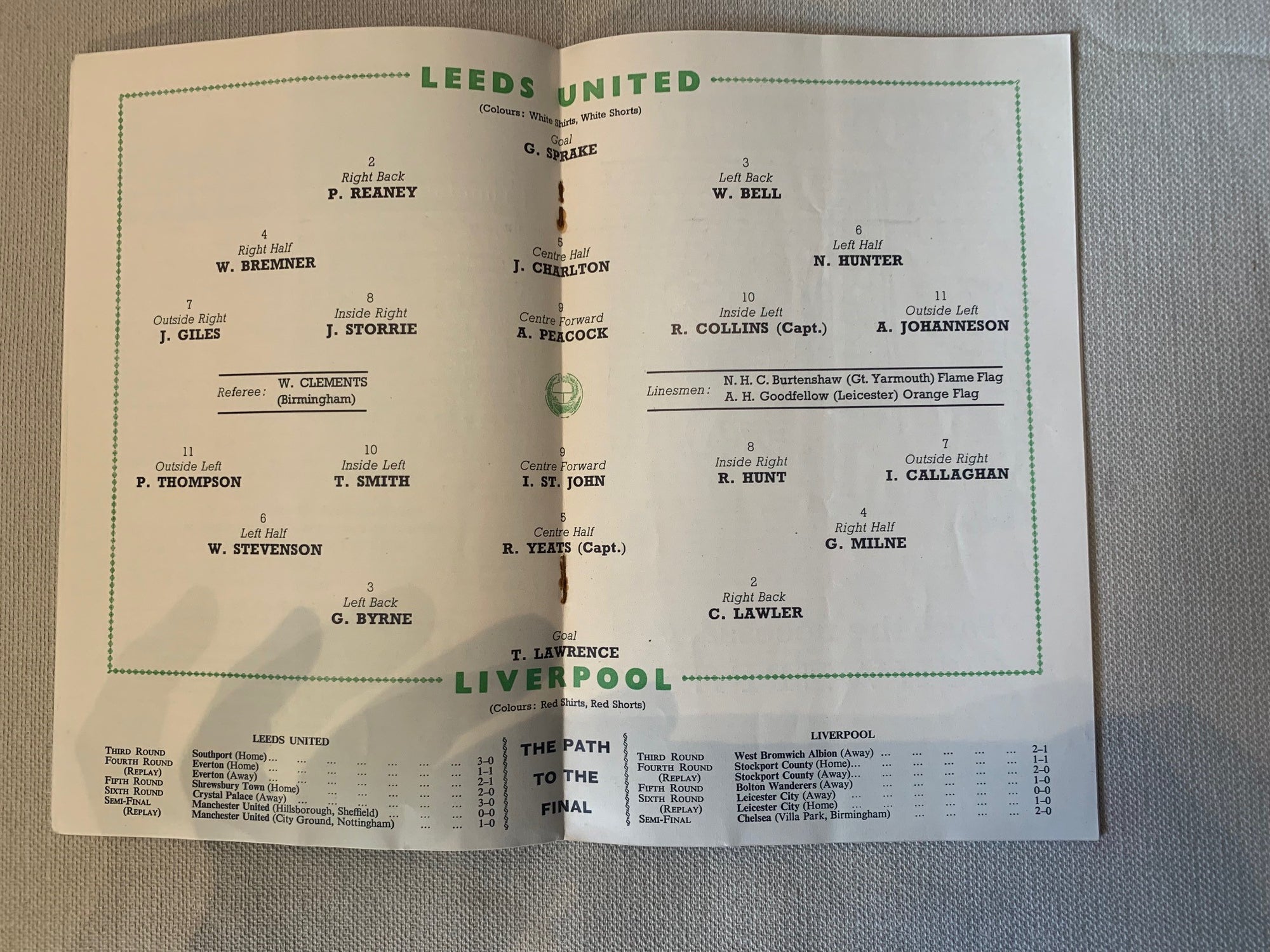 LIVERPOOL - 1965-05-01 - LEEDS UNITED - LIVERPOOL - FINAL TIE - FA CUP FINAL 1965