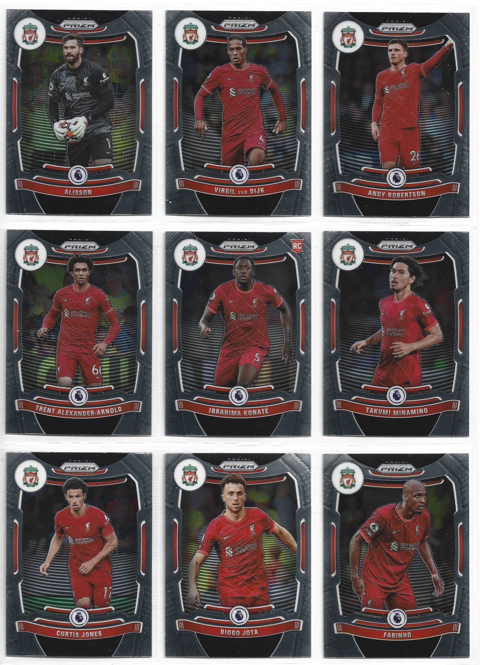 LIVERPOOL - PANINI PRIZM PREMIER LEAGUE 2021/22 - KOMPLETT SETT