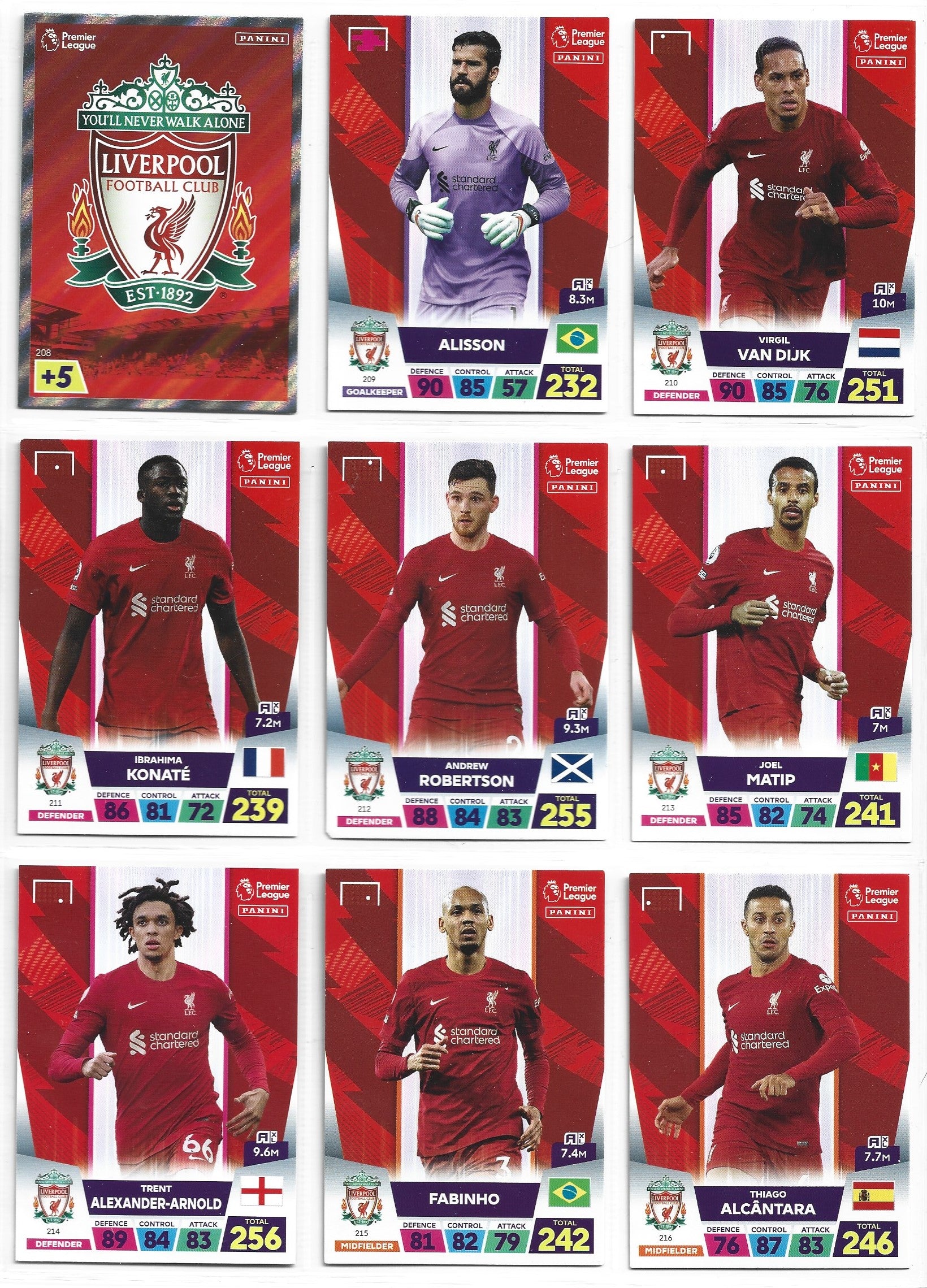 LIVERPOOL - KOMPLETT LAGSETT - PANINI ADRENALYN XL PREMIER LEAGUE 2022/23