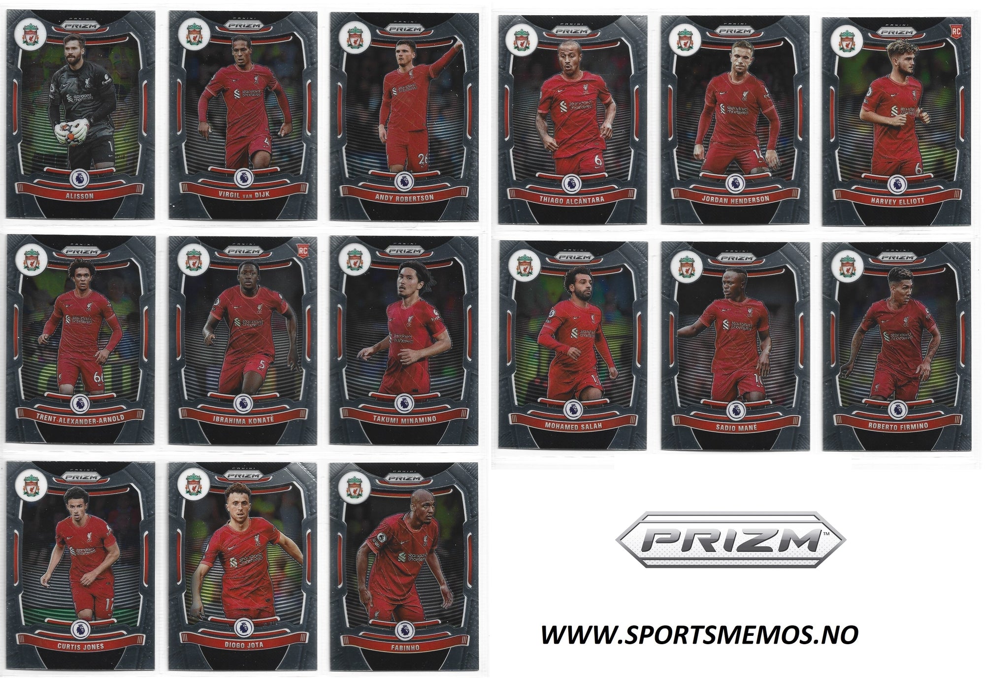 LIVERPOOL - PANINI PRIZM PREMIER LEAGUE 2021/22 - KOMPLETT SETT