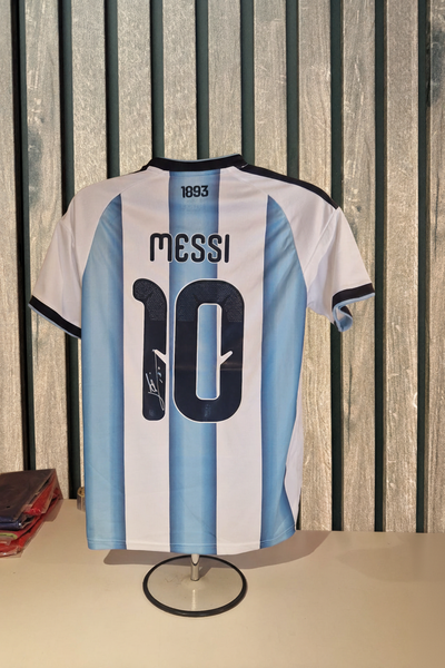 Messi Argentina Shirt on Wooden Background