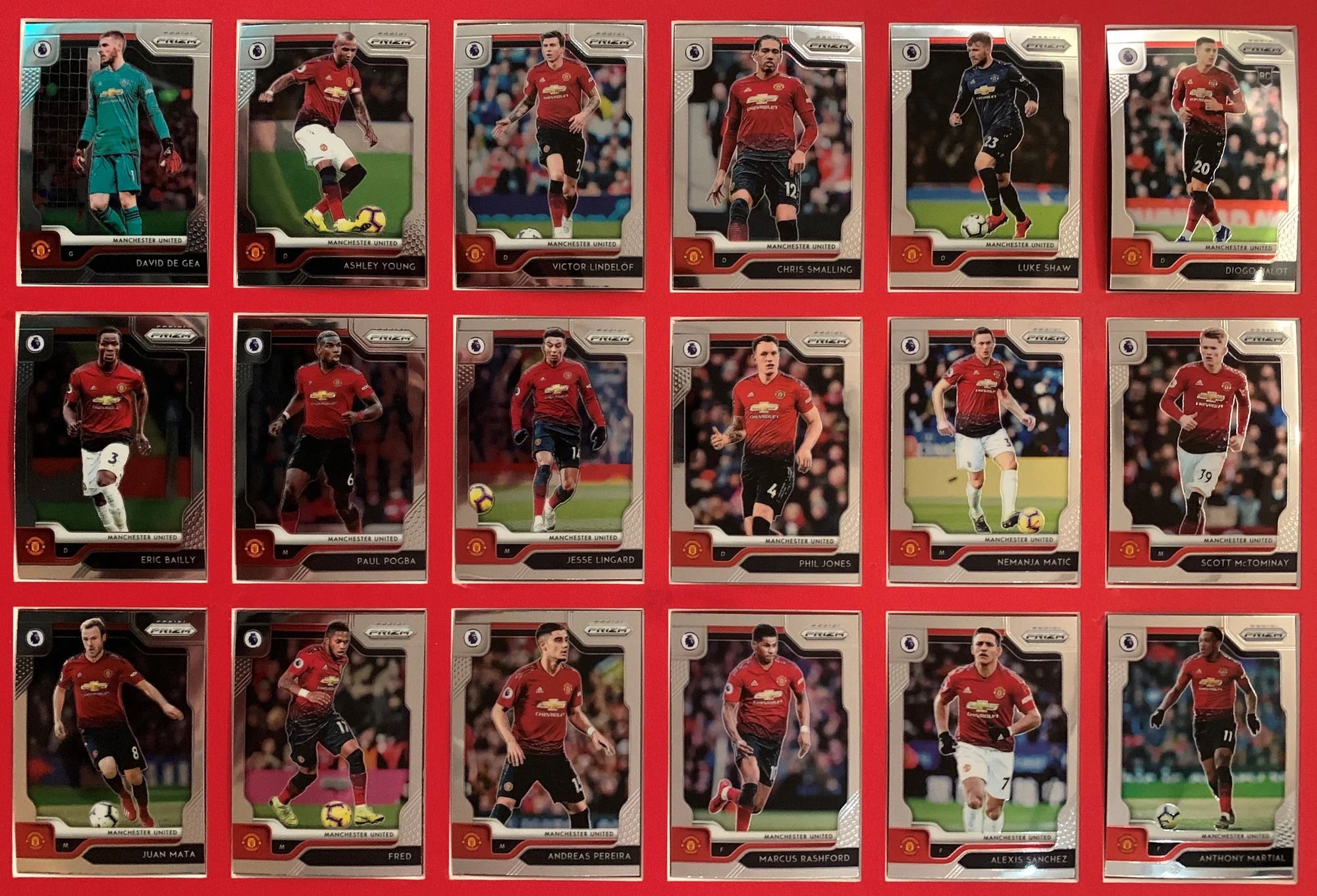 MANCHESTER UNITED - LOT - PANINI PRIZM 2019/20 - PARALLELLER OG LAGSETT OG NUMMERERT