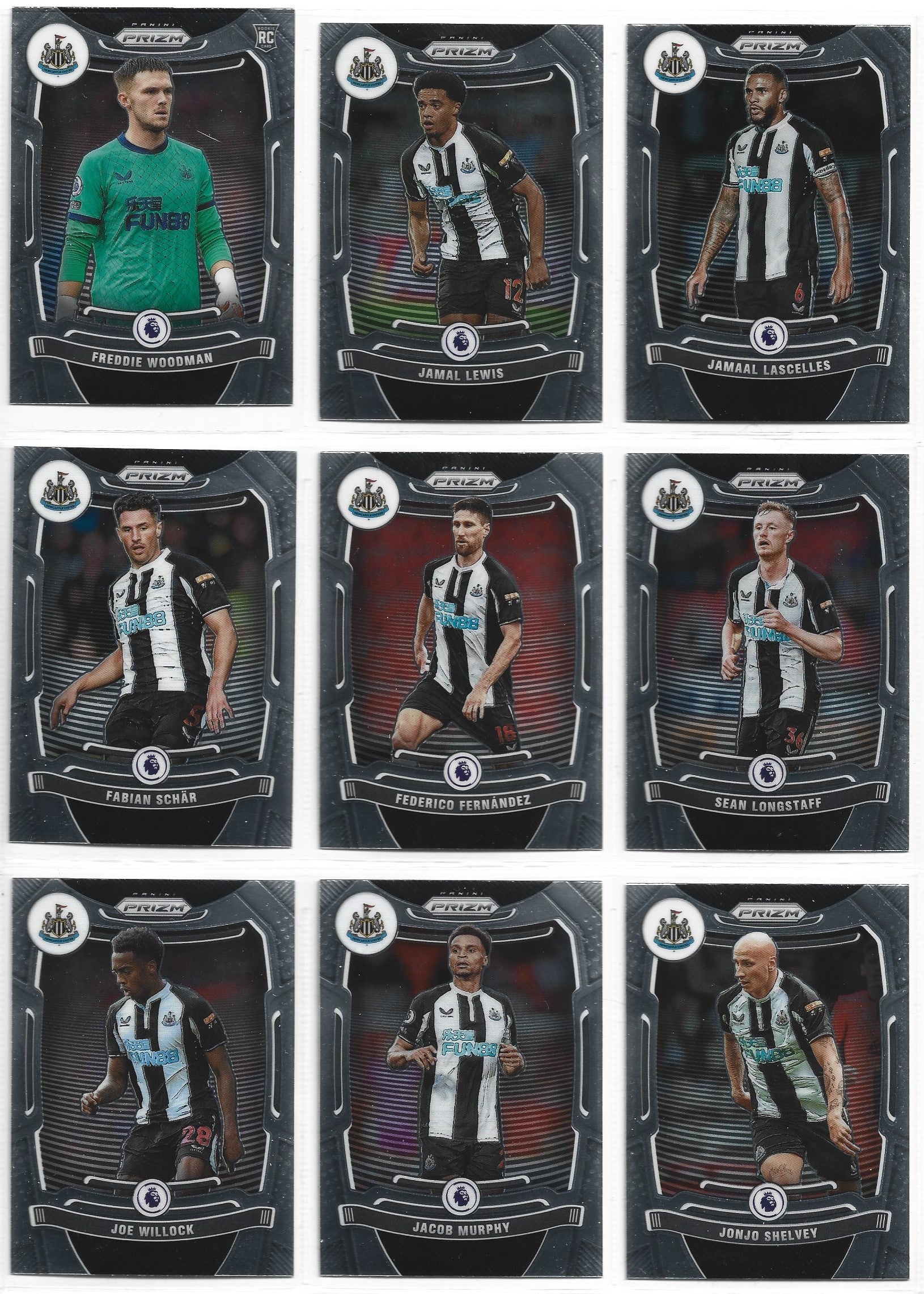 NEWCASTLE UNITED - PANINI PRIZM PREMIER LEAGUE 2021/22 - KOMPLETT SETT