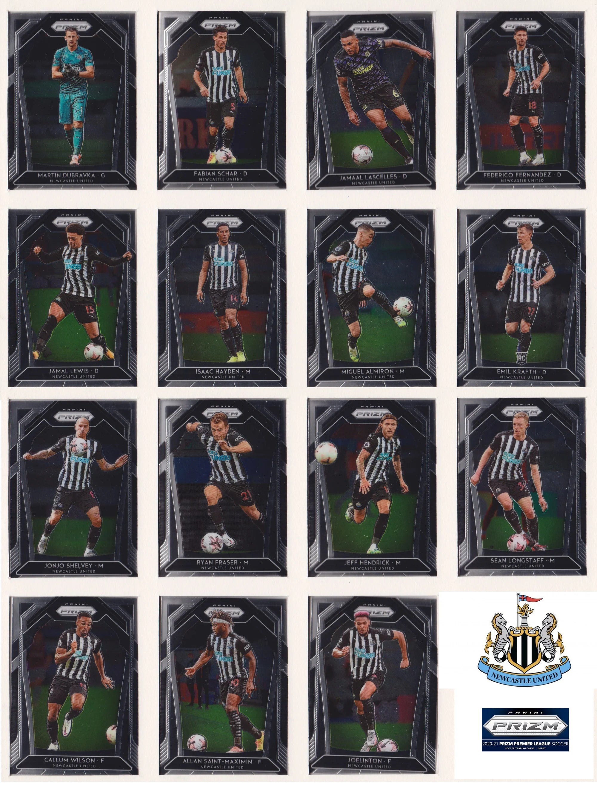 NEWCASTLE UNITED - LOT - PANINI PRIZM 2020/21 & 2021/22
