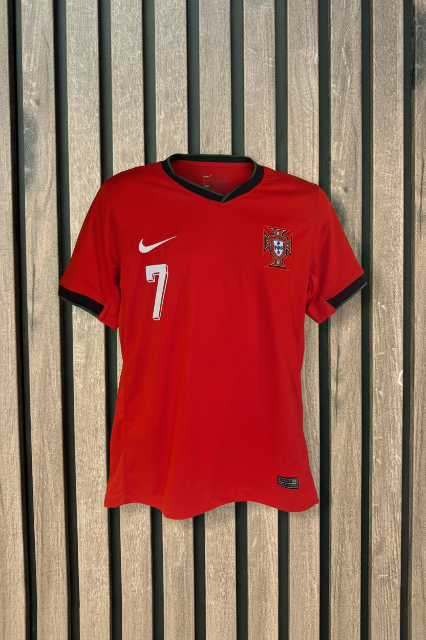 Portugal Ronaldo 7 Shirt on Wooden Background