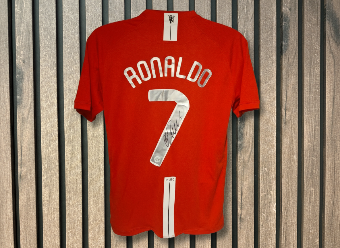 Ronaldo Jersey with Wooden Background