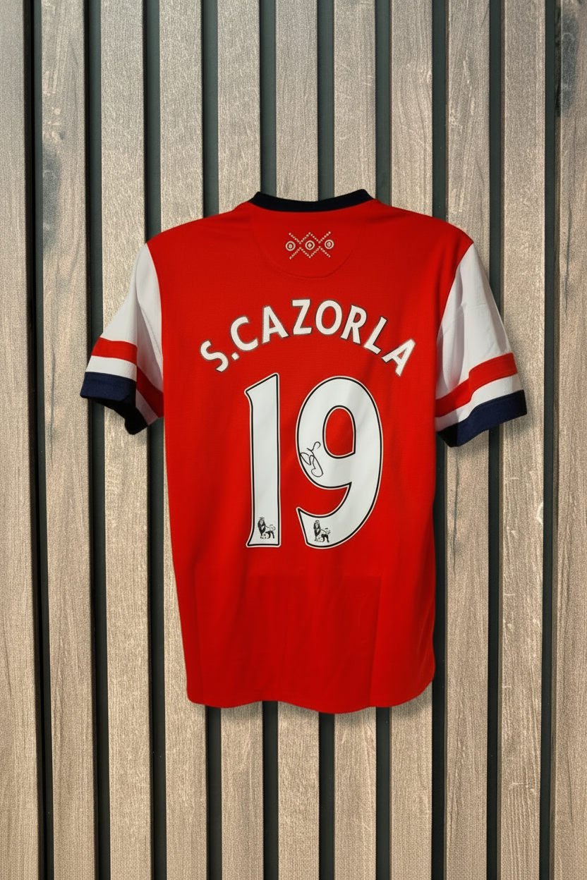 S.Cazorla Shirt – Wood Background, Sharp Focus