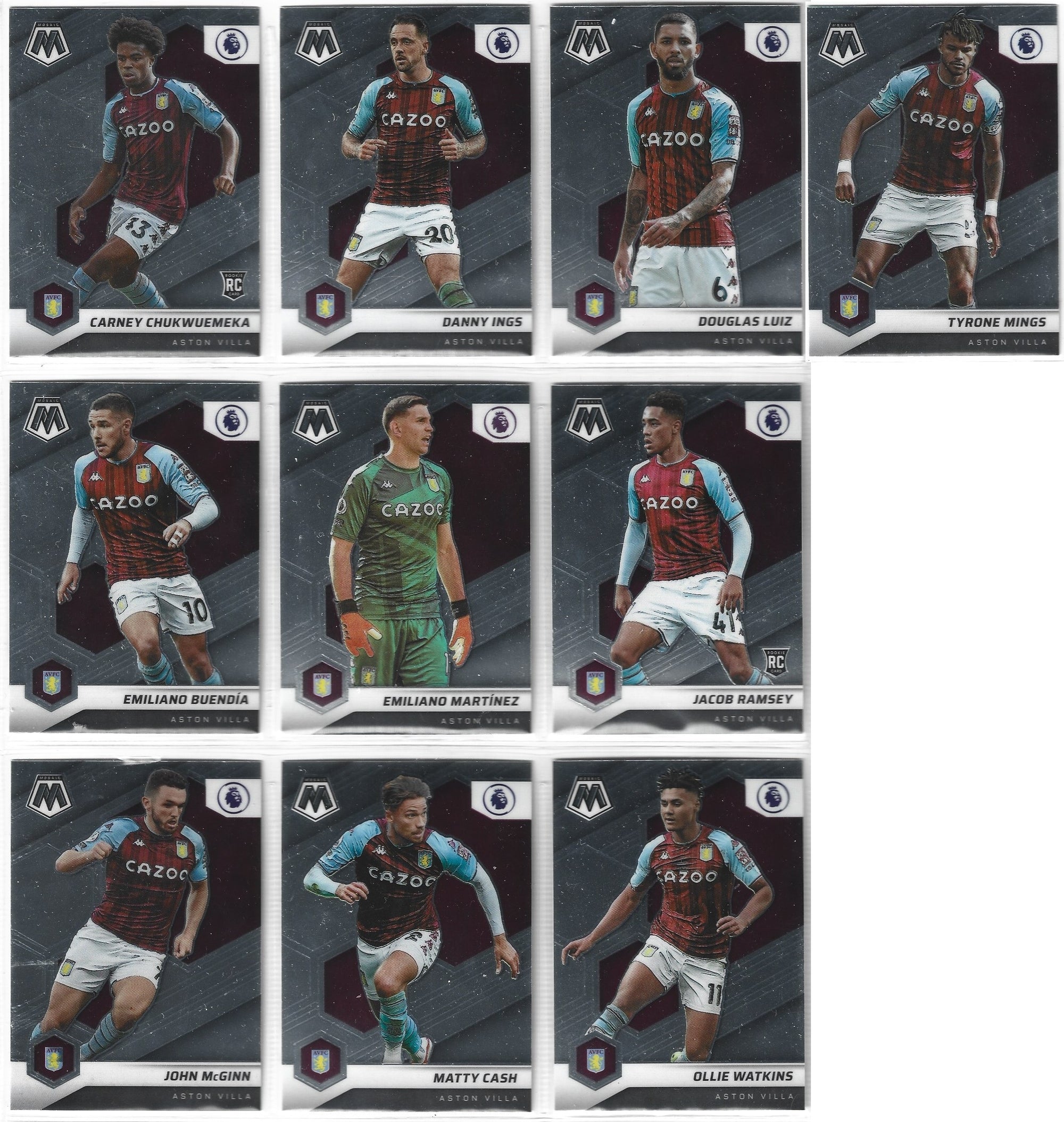 ASTON VILLA - PANINI MOSAIC PREMIER LEAGUE 2021/22 - KOMPLETT LAGSETT