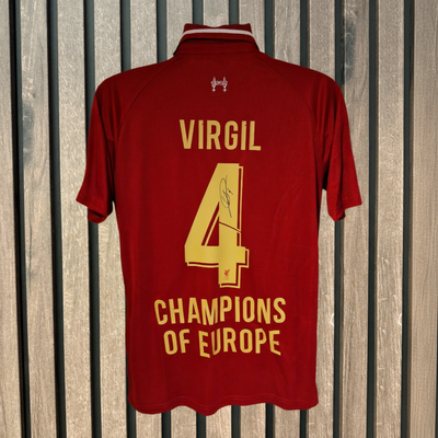 Virgil Van Dijk Shirt on Wood Background