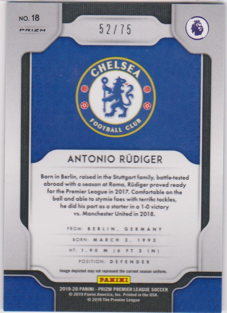 #/075-BLUE ICE. 018. ANTONIO RUDIGER -  CHELSEA- CARD 52 OF 75