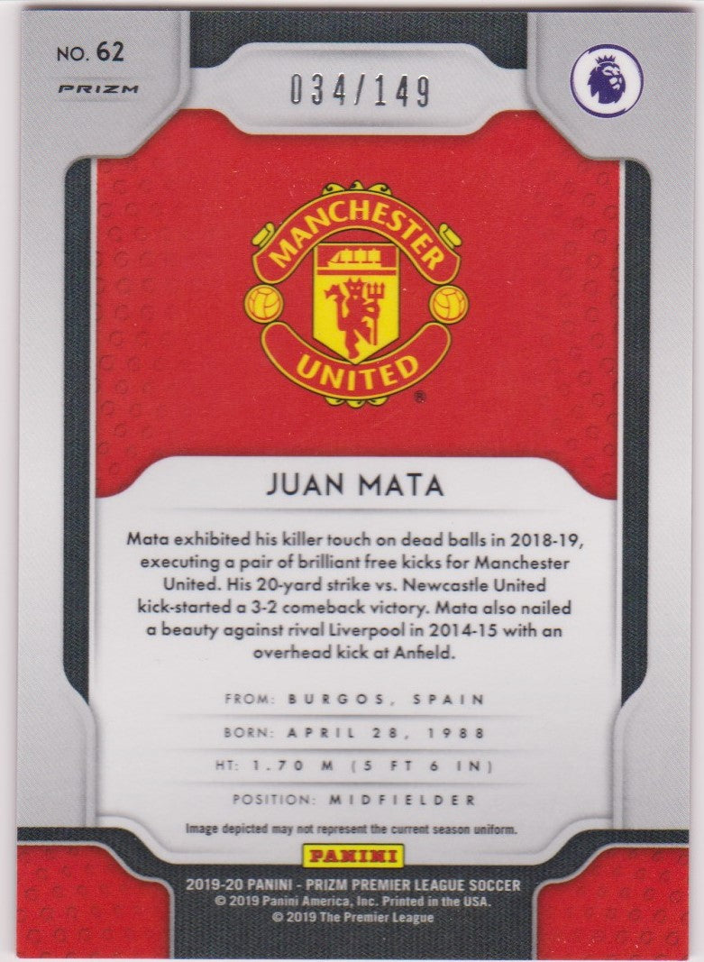 #/149-RED.  062. JUAN MATA - MANCHESTER UNITED - CARD 34 OF 149