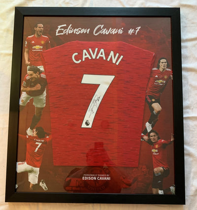 EDINSON CAVANI - FERDIG INNRAMMET SIGNERT DRAKT "ART-FRAME" MED EKTEHETSBEVIS/COA