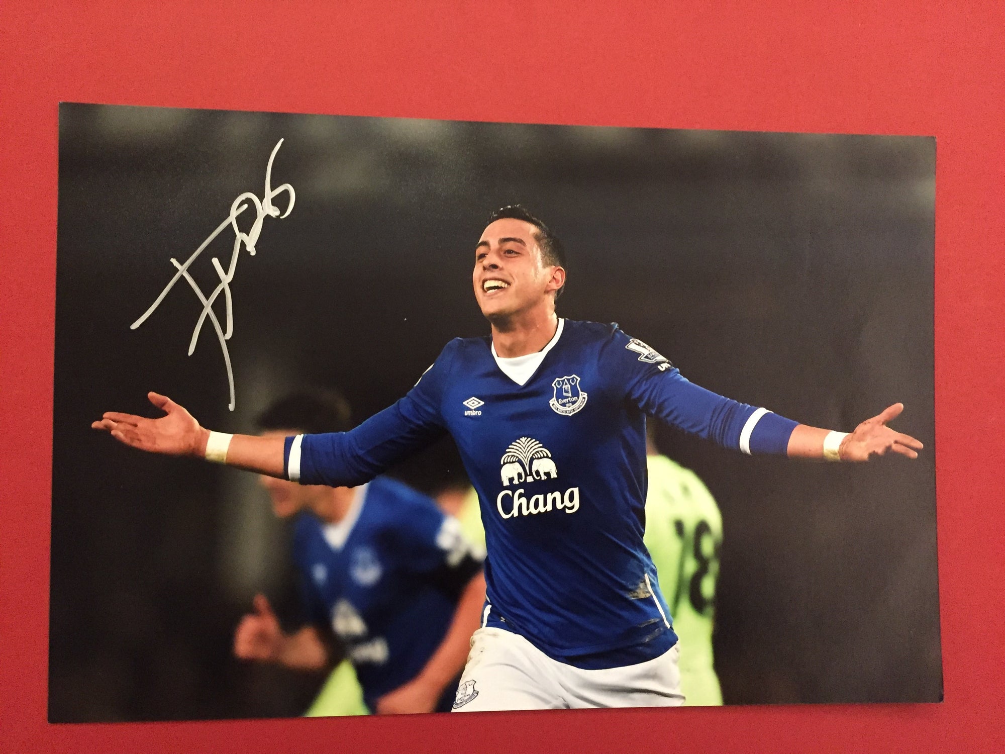 EVERTON - JOSE RAMIRO FUNES MORI - SIGNERT BILDE MED EKTEHETSGARANTI/COA