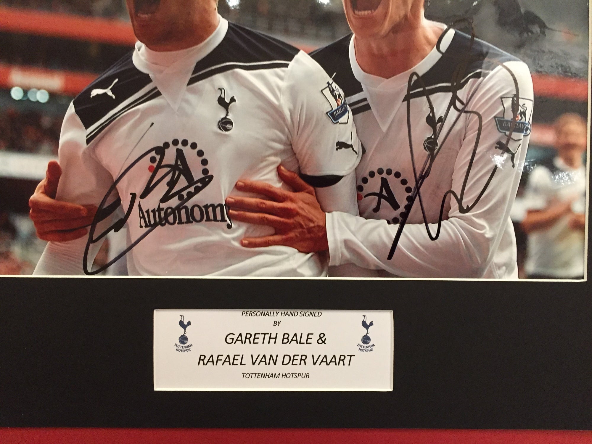 GARETH BALE &  RAFAEL VAN DER VAART - DOBBELTSIGNERT BILDE MED EKTEHETSGARANTI/COA