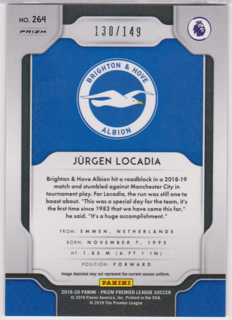 #/149-RED.  264. JURGEN LOCADIA - BRIGHTON&HOVE ALBION - CARD 130 OF 149