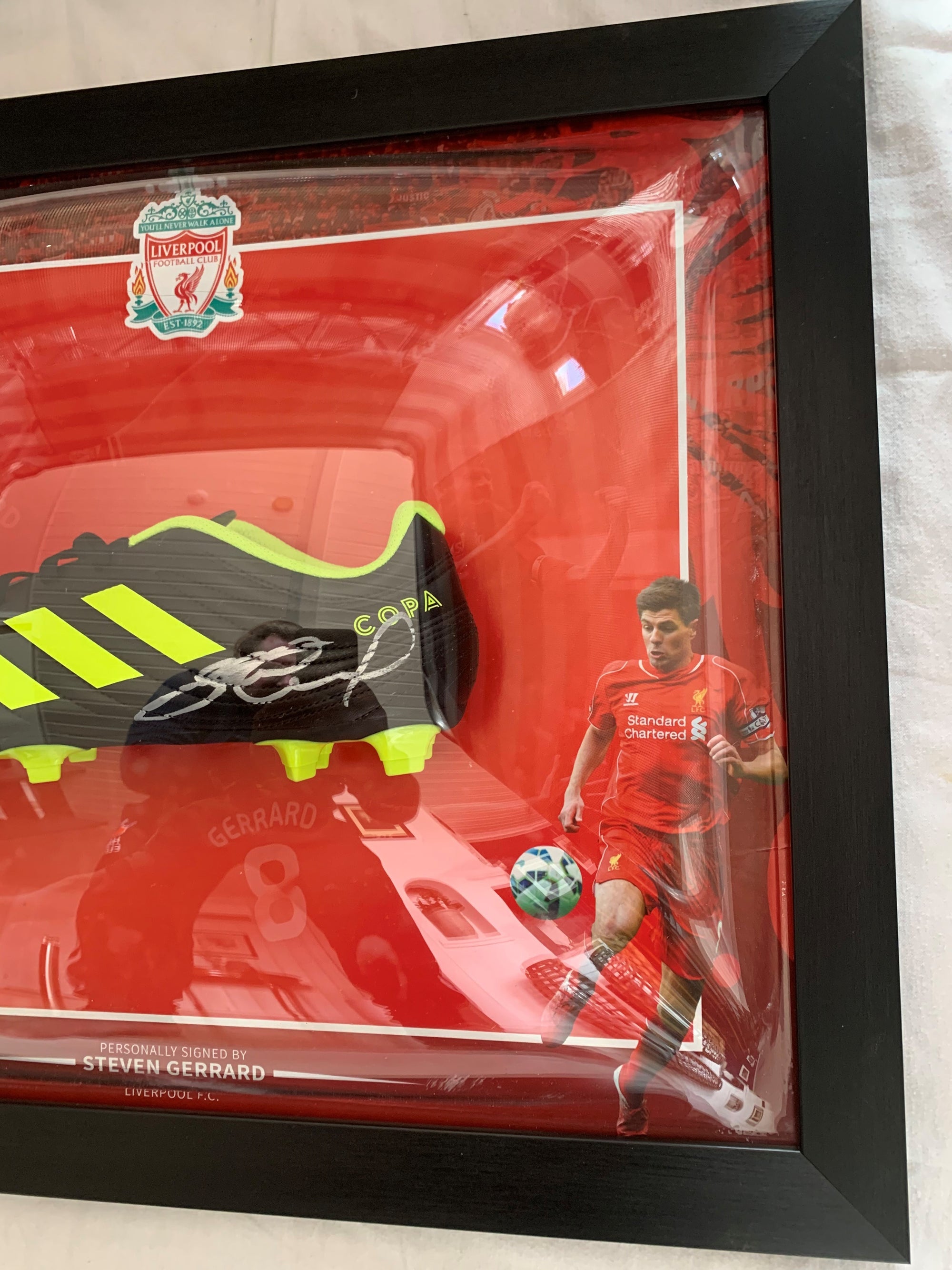 STEVEN GERRARD - SIGNERT SKO I "ART-FRAME" MED EKTEHETSBEVIS/COA