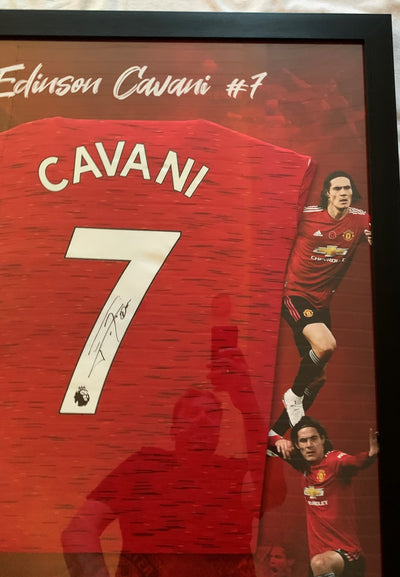 EDINSON CAVANI - FERDIG INNRAMMET SIGNERT DRAKT "ART-FRAME" MED EKTEHETSBEVIS/COA