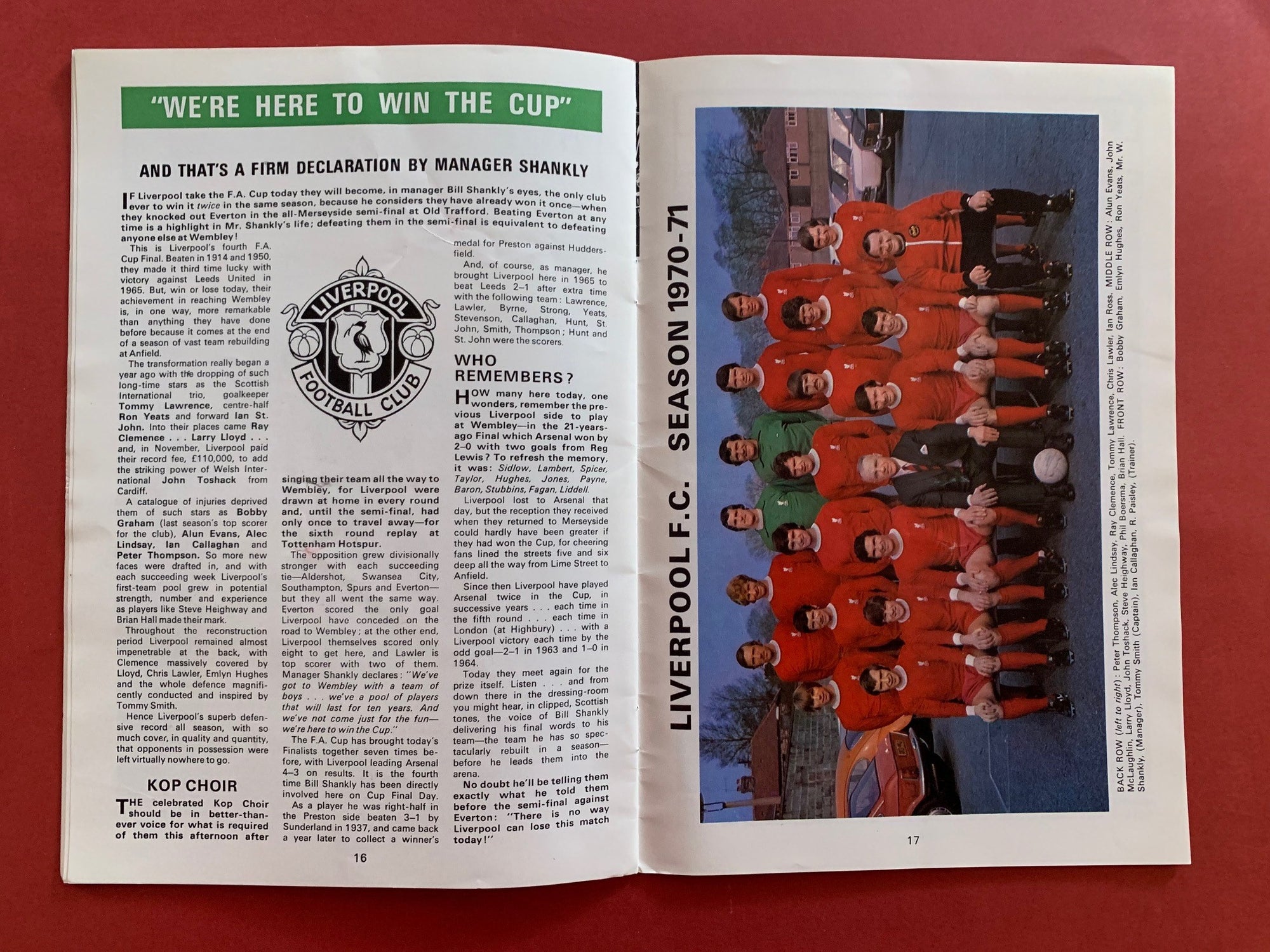 1971-8.5 - ARSENAL VS LIVERPOOL - FA CUP FINALE  OFFISIELT KAMPPROGRAM