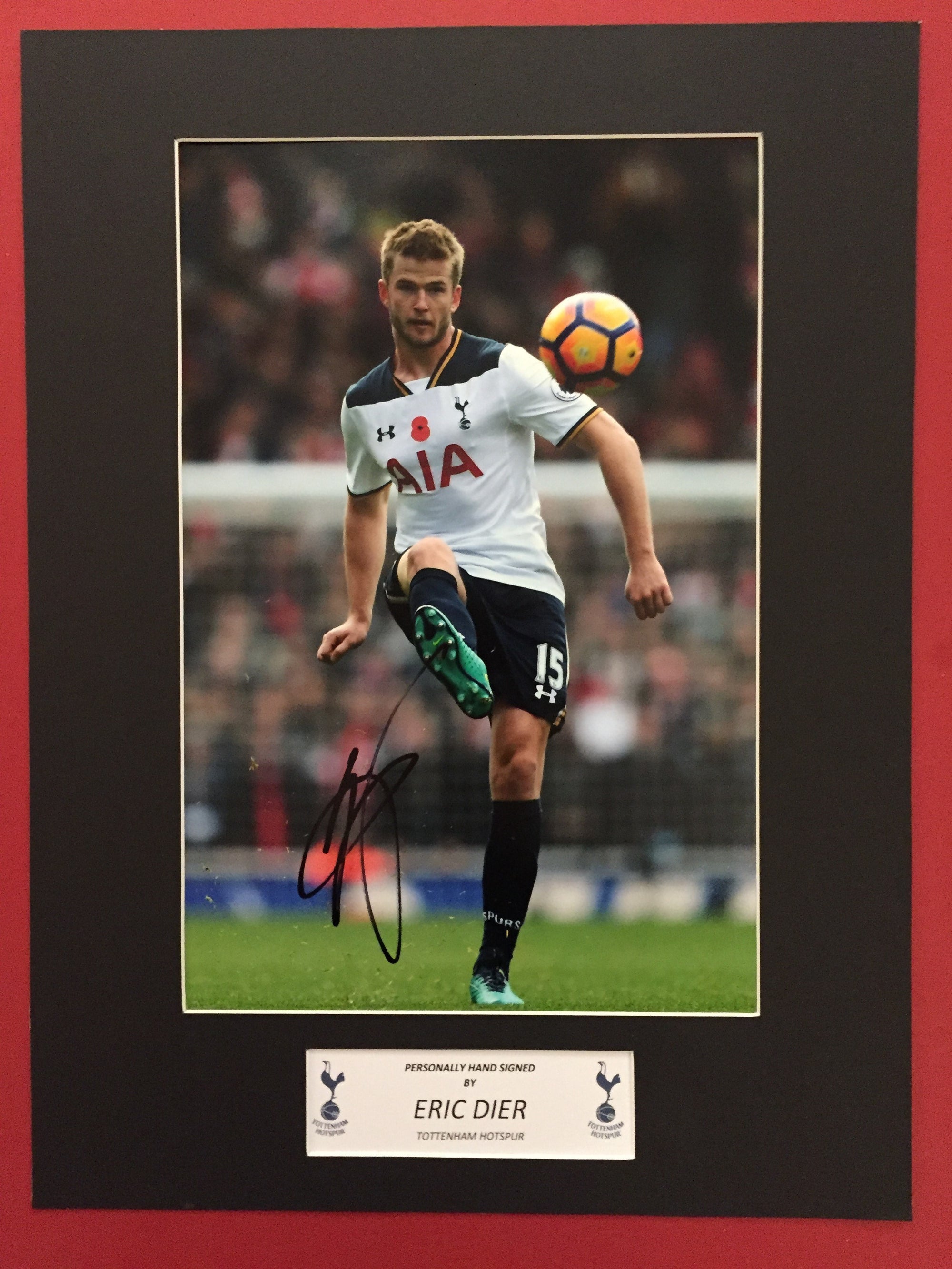 TOTTENHAM - ERIC DIER - SIGNERT BILDE MED EKTEHETSGARANTI/COA