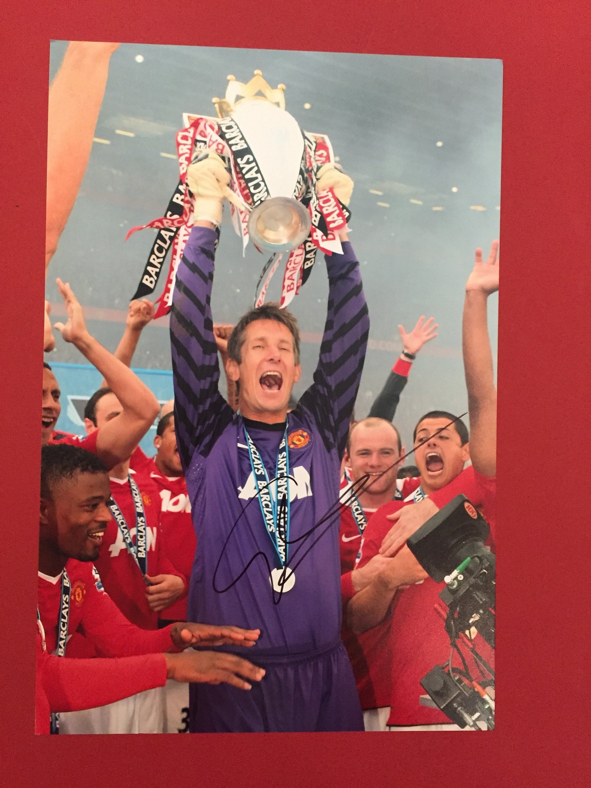 MANCHESTER UNITED - EDWIN VAN DER SAR - SIGNERT BILDE MED EKTEHETSBEVIS/COA